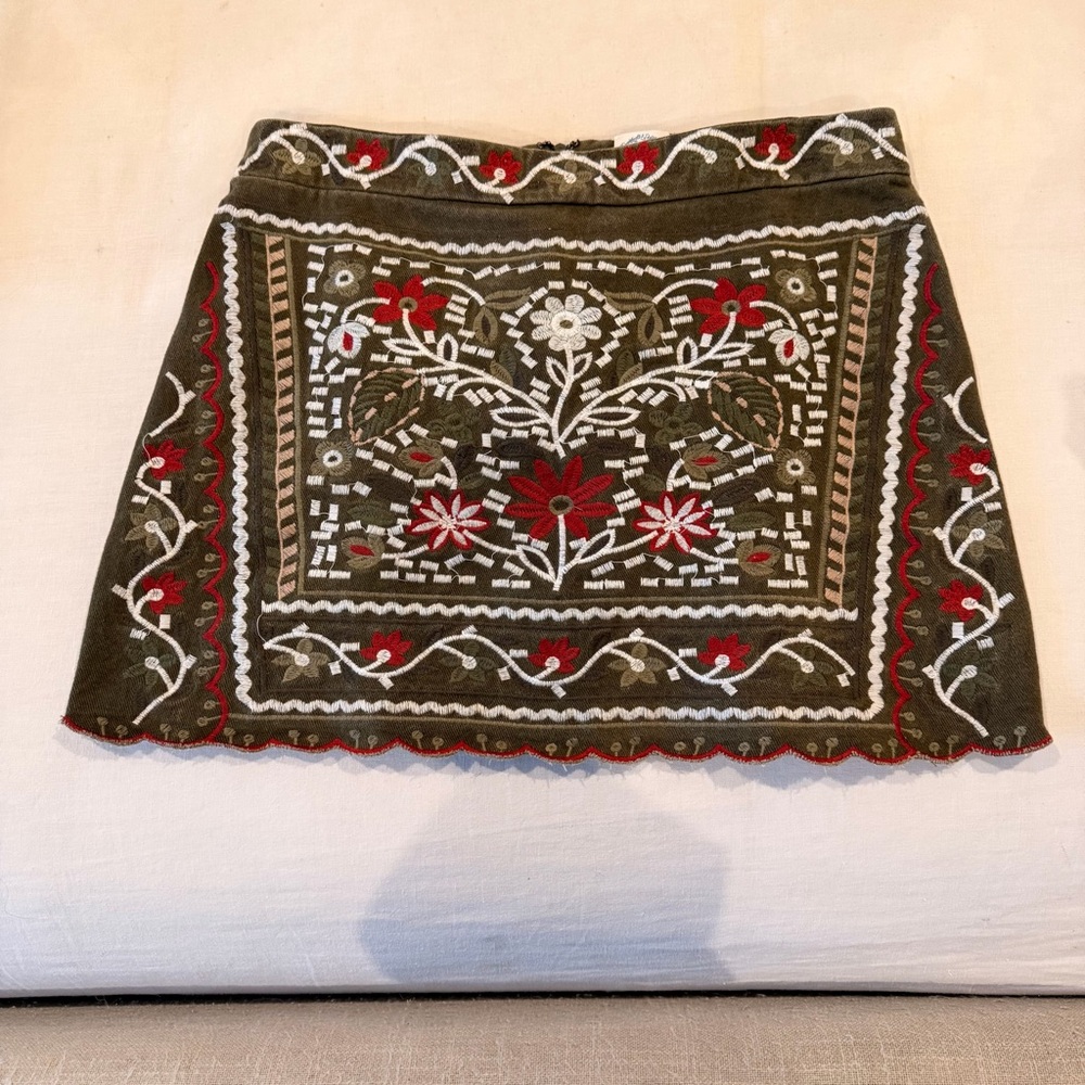 Blue Rain Embroidered Mini Skirt - Size L